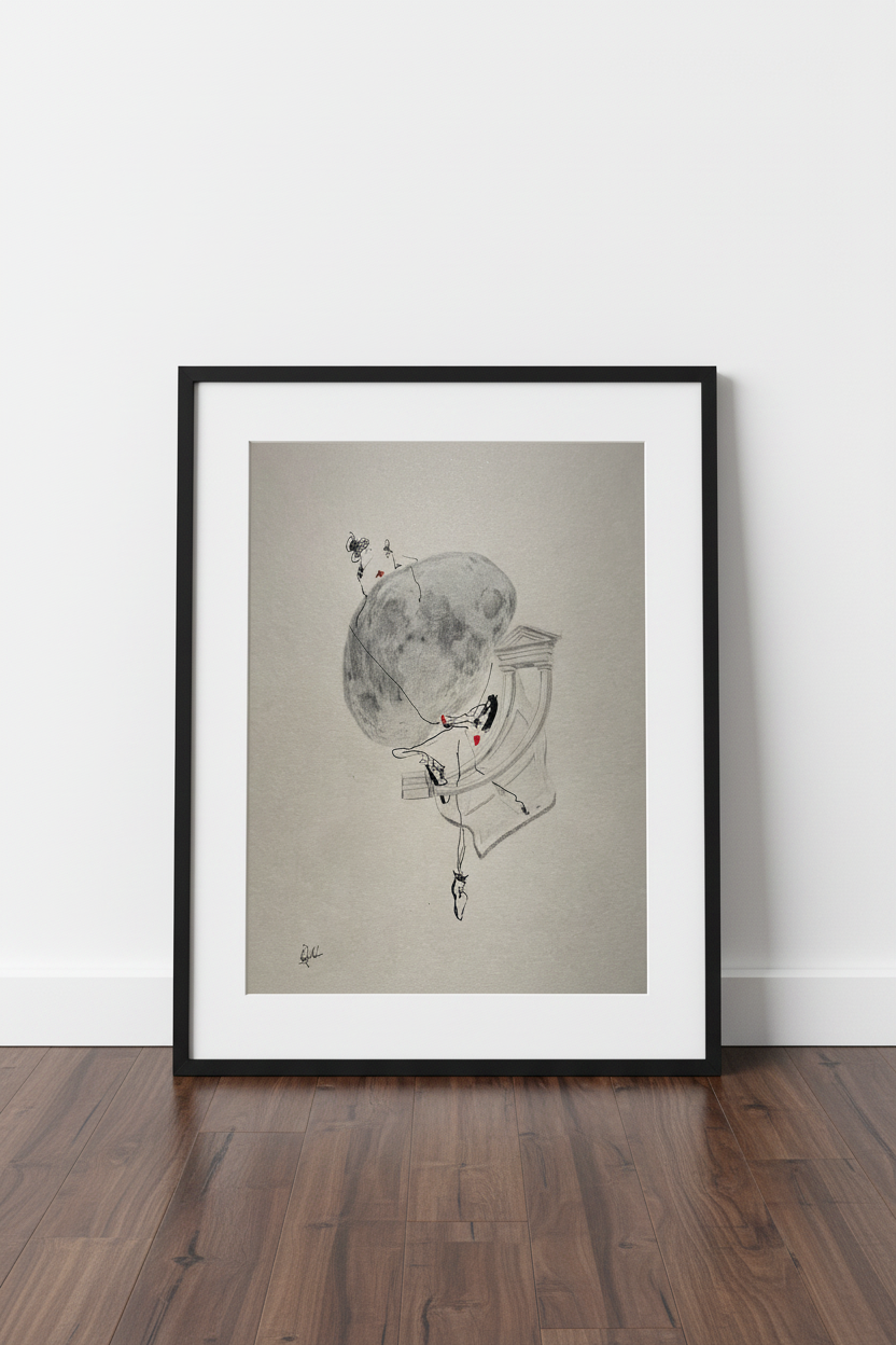 Moon, home, memories - framed print mockup