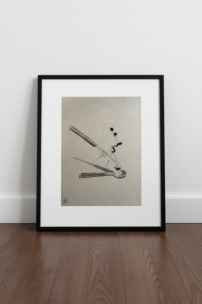 Lunch time - framed print mockup