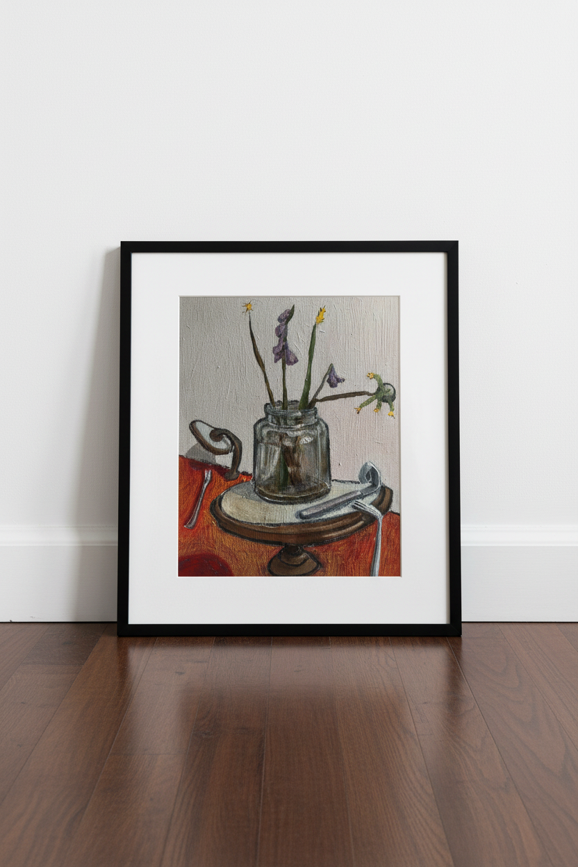 Table flowers - framed print mockup