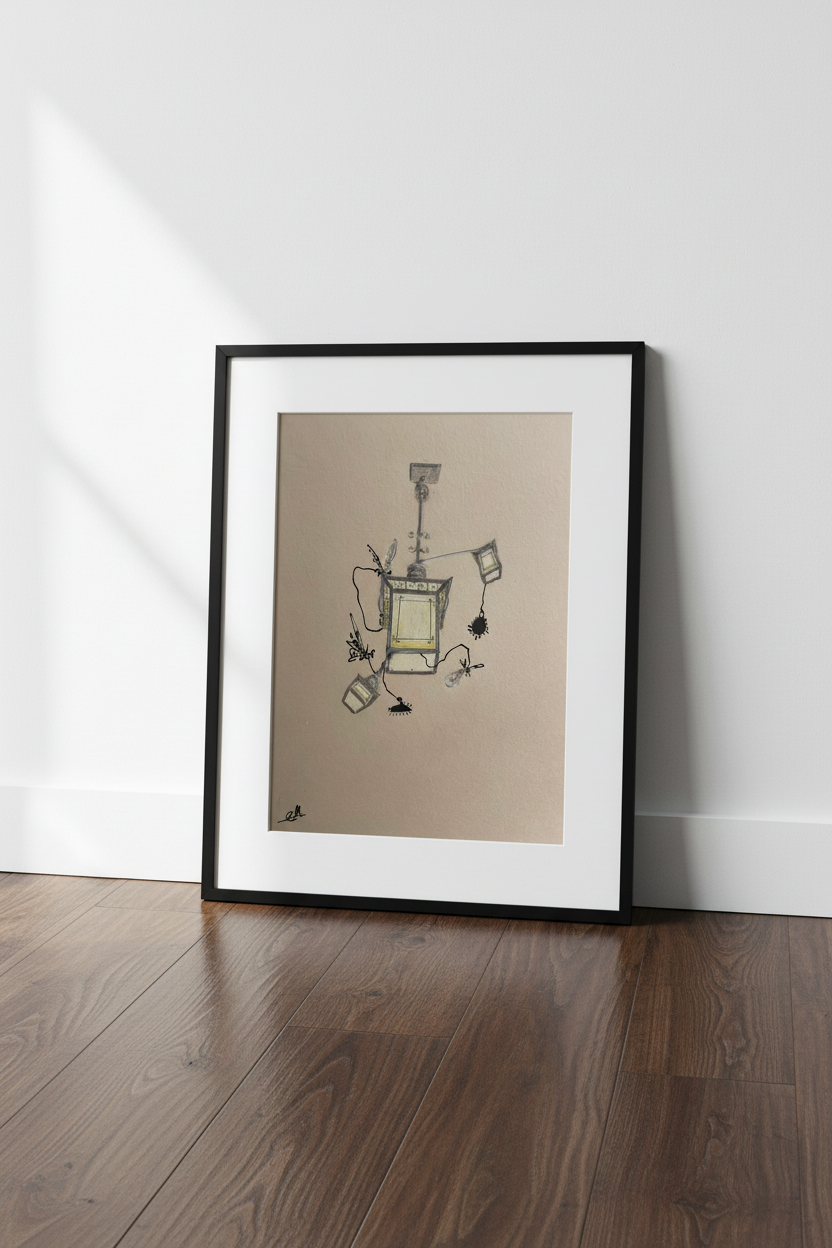 Lights in Portobello Road - framed print mockup