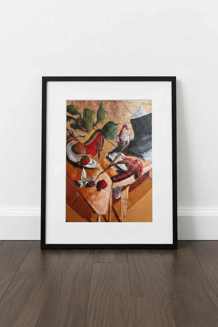 Surrealist Table in Black Frame